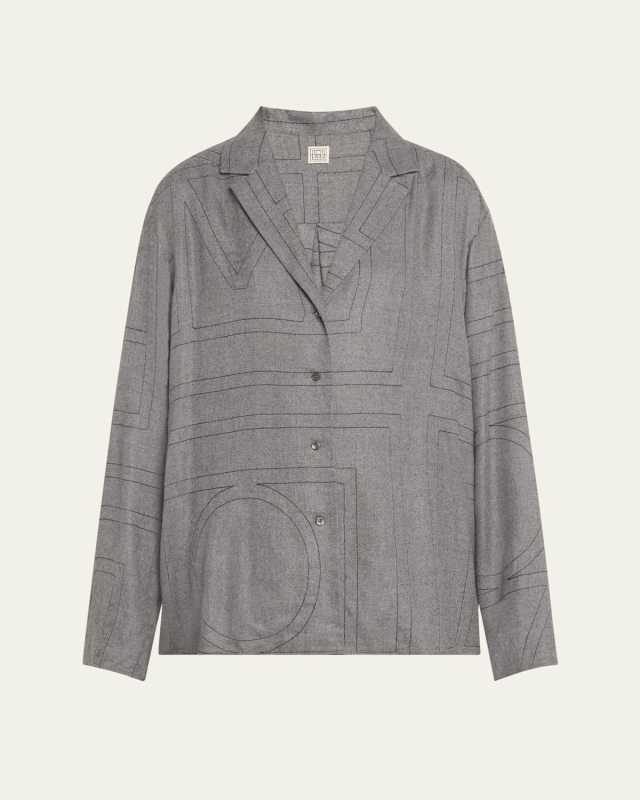 Monogram Flannel Pajama Top